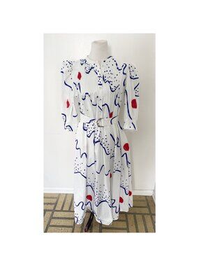 Hunter Bell Lyle Dress Abstract Confetti Red White Blue